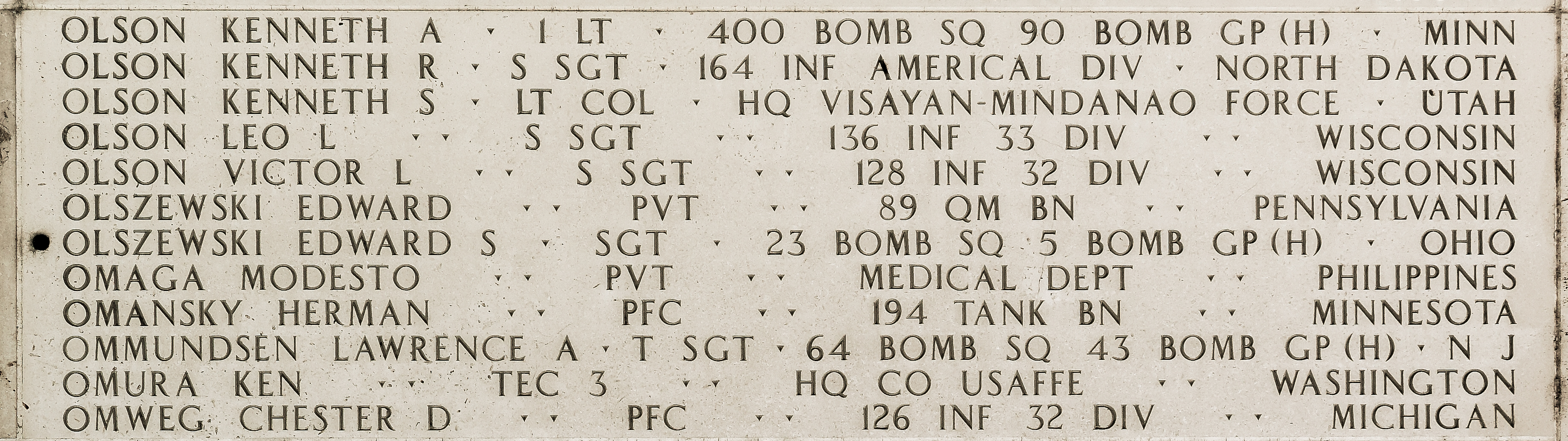 Leo L. Olson, Staff Sergeant